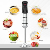 INALSA Hand Blender 1500Watts|Silent DC Copper Motor|Variable Speed with Stepless Technology|Anti-Splash Technology| Detachable Stainless Steel Stem-Robot INOX 1500 Nero