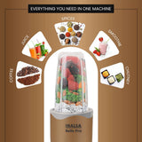 INALSA Bullet Belle Pro Mixer Grinder|5 Jar include 2 Storage Jar For Smothies,Coffee,Dry fruits & Wet Grinding|600 W, Copper Motor|3 Blades Including Froth Blade with 2 Sipper & 1 Seasoning Cap