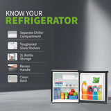 SHARP 50L 2 Star Mini Direct Cool Single Door Refrigerator |Japan 7 Shield Protection|Toughened Glass shelves (Metal Silver, SJ-MRW055N3-PSS)