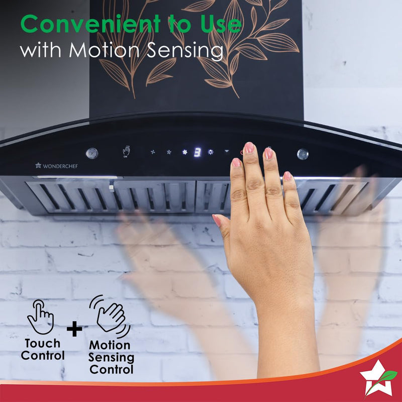 WONDERCHEF Ruby Curve Flora 60 cm Auto Clean Wall Mounted Chimney