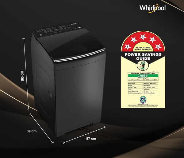 Whirlpool 10 Kg 5 Star MAGIC CLEAN BW PRO Heater Fully Automatic Top Load Washing Machine (MAGIC CLEAN BW PRO H 10 KG Mn GREY 10YMW)