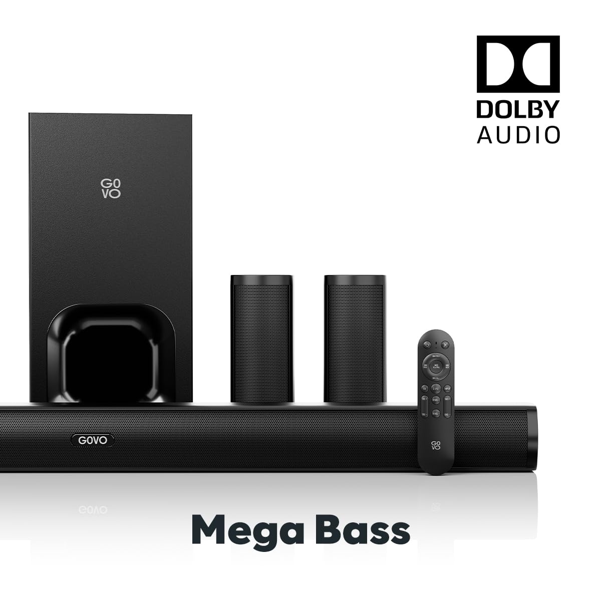 GOVO GoSurround 980 Dolby Digital | 525W Sound bar, 5.1 Channel Home Theatre, 6.5" Wired subwoofer, HDMI, Opt, AUX, USB & Bluetooth, 3 Equalizer Modes, Stylish Remote & LED Display (Black)