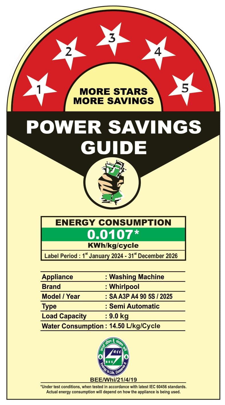 Whirlpool 9 kg 5 Star Semi-Automatic Top Loading Washing Machine (MAGIC CLEAN 9.0 GREY DAZZLE,2x Drying Power)