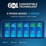 Bosch 368L, 1 Star, Frost Free Double Door Refrigerator with 2.5 L Water Dispenser | 6-in-1 Convertible Storage Modes | Fresh up to 10 Days | Touch Panel | 2 Cooling System (CTC39S21AI, Steel, 2026)