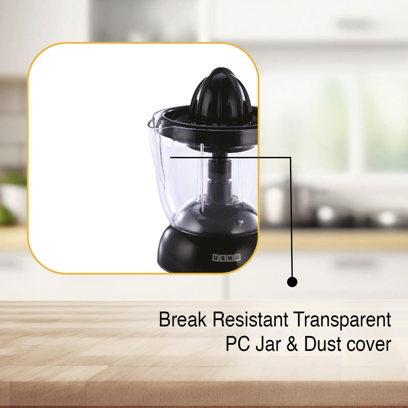 Usha Citrus Press 30 Watt (1.0 L) Juicer 2 two pulp filters & 2 year warranty (Black)