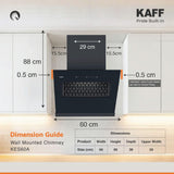 KAFF 1450 m3/hr 60 cm Slant Filterless Auto Clean Kitchen Chimney, Touch & Motion Sensor | Black | KES 60A