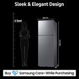 Samsung 256 L, 3 Star, Convertible, Digital Inverter Frost Free Double Door Refrigerator (RT40H30U3THL, Silver, Refined Inox, )