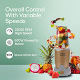 INALSA Bullet Belle Pro Mixer Grinder|5 Jar include 2 Storage Jar For Smothies,Coffee,Dry fruits & Wet Grinding|600 W, Copper Motor|3 Blades Including Froth Blade with 2 Sipper & 1 Seasoning Cap