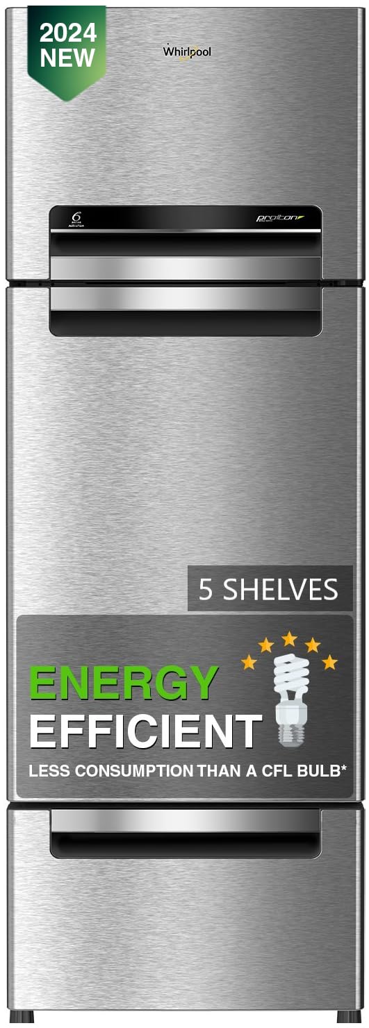 Whirlpool 270 L(313D) Frost Free Triple-Door 5 Star Refrigerator(Fp 313D Protton Roy Alpha Steel(Z), Double Door Refrigerator Space)