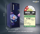 Whirlpool 184 L 2 Star Direct-Cool Single Door Refrigerator (205 WDE PRM 2S SAPPHIRE SERENA-Y, Blue, 2026 Model)