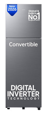 Samsung 256 L, 3 Star, Convertible, Digital Inverter Frost Free Double Door Refrigerator (RT40H30U3THL, Silver, Refined Inox, )