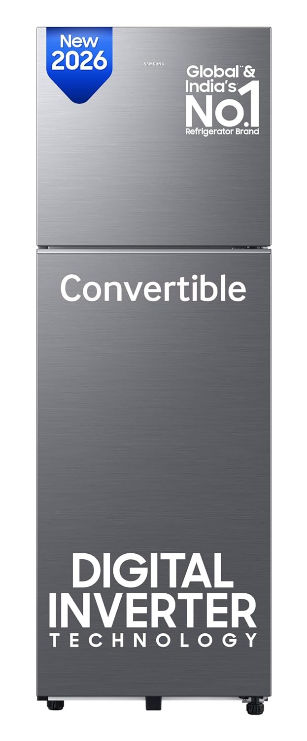 Samsung 256 L, 3 Star, Convertible, Digital Inverter Frost Free Double Door Refrigerator (RT40H30U3THL, Silver, Refined Inox, )
