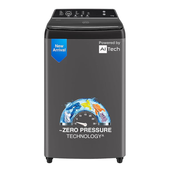 Godrej 7.5 Kg 5 Star Zero Pressure Technology Fully-Automatic Top Load Washing Machine Appliance (WTEON VLVT 75 5.0 FDTN MTBK)