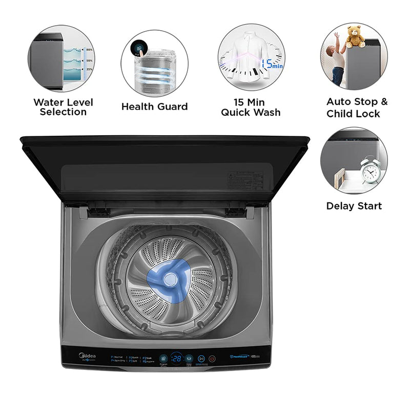 MA100W70/G-IN, Midea FATL 7.0 KG, MA100 SERIES, SILVER COLOR (open Box Like New)