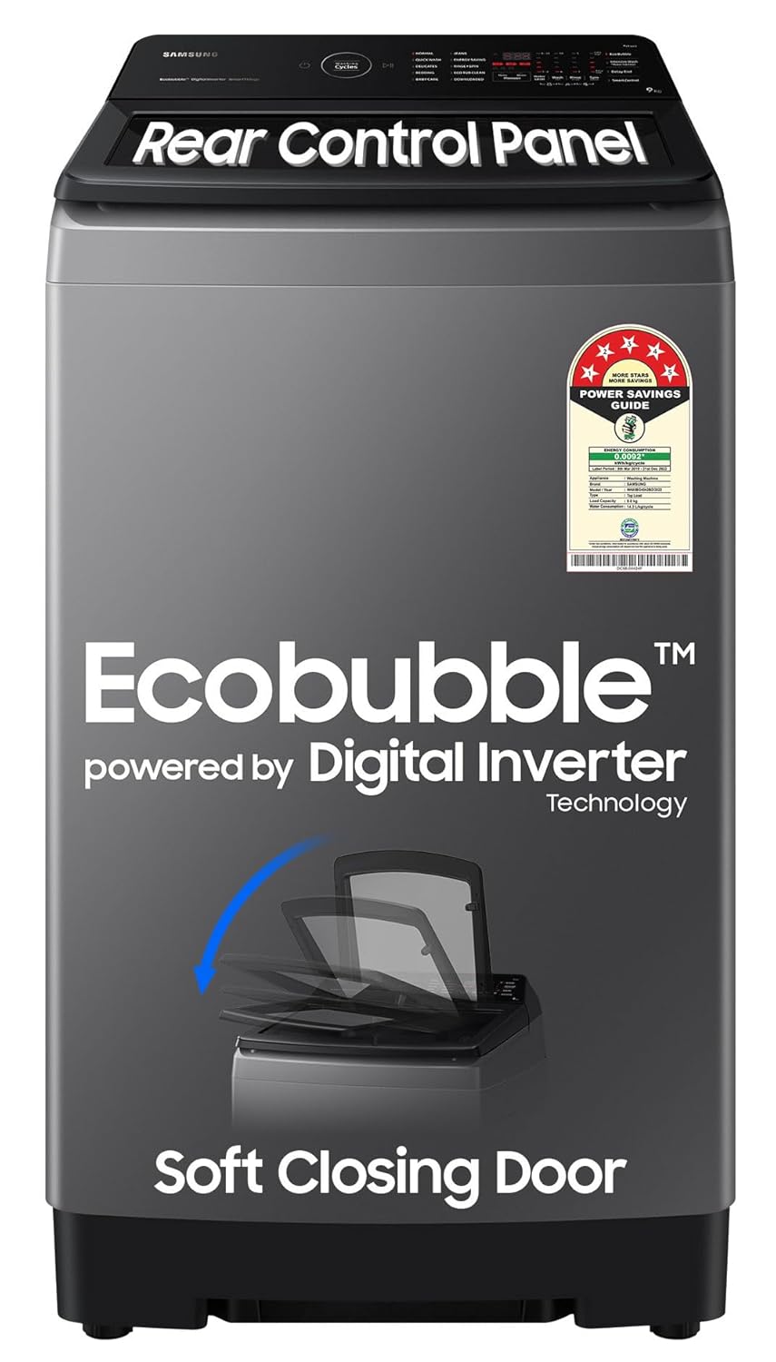 Samsung 9 kg 5 star, Ecobubble, Wi-Fi, Digital Inverter, Fully Automatic Top Load Washing Machine Grey (WA90BG4542BDTL)