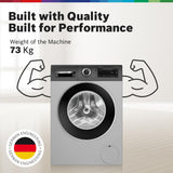 Bosch 9Kg, 5 Star, AI Acitve Water+, Anti Stain, Iron Steam Assist, Anti Tangle Fully-Automatic Front Loading Washing Machine (WGA2420SIN, In-Built Heater, Allergy Plus, Anti Wrinkle, Dark Silver)