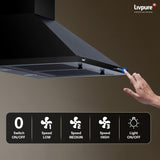 Livpure Alder Neo 60 cm | Pyramid | 1050 m³/hr Suction | Baffle Filter | Push Button Control | Low Noise |Black