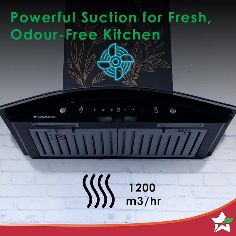 WONDERCHEF Ruby Curve Flora 60 cm Auto Clean Wall Mounted Chimney
