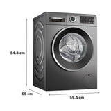Bosch 10.5/6 KG Inverter Fully Automatic Front Load Washer Dryer (2025 Model, WNA2E4UCIN, 1400 RPM, 14 Wash Programs, LED touch display, Wash & Dry in 60 Mins, Cast Iron Grey)
