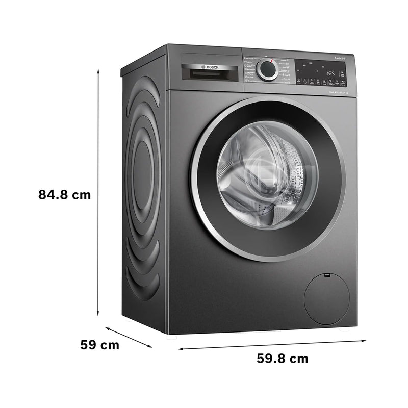 Bosch 10.5/6 KG Inverter Fully Automatic Front Load Washer Dryer (2025 Model, WNA2E4UCIN, 1400 RPM, 14 Wash Programs, LED touch display, Wash & Dry in 60 Mins, Cast Iron Grey)