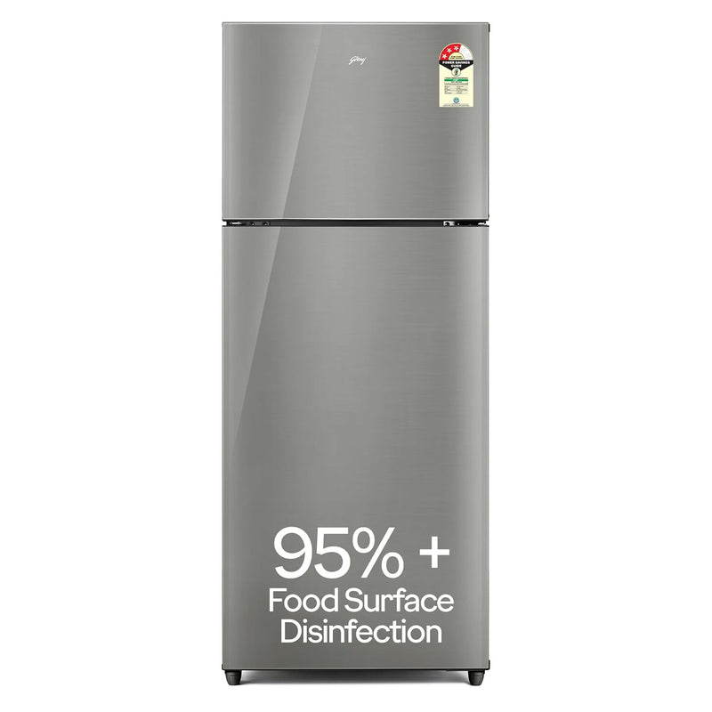 Godrej 238 L 3 Star With 95%+ Food Surface Disinfection with Nano Shield Technology Inverter Frost Free Double Door Refrigerator Appliance (RF EON 253C RI ST GL, Steel Glow)