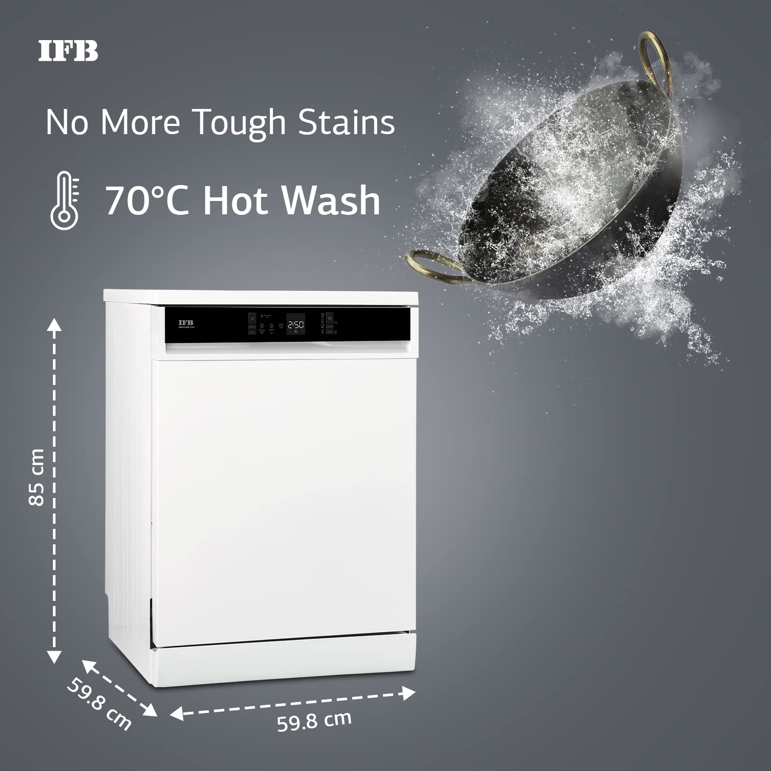 IFB Neptune FX2 14 Place Settings Hot water wash Free Standing Dishwasher (White, In Built Heater with Active Steam Drying)