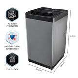 Panasonic 6.5 Kg 5 Star Fully-Automatic Top Load Washing Machine (2024 Model, NA-F65LF3CRB, Charcoal Inox Grey, 12 Wash Program, Active Foam Wash Technology, Antibacterial Water Inlet)