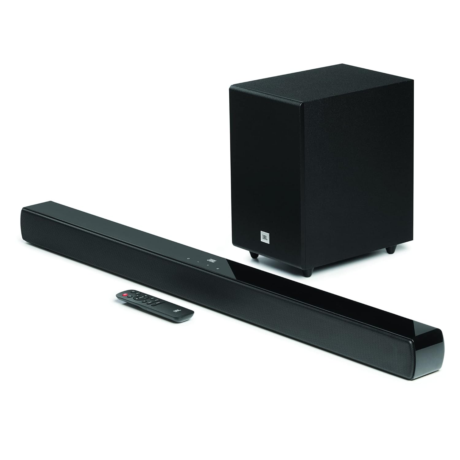 JBL Cinema SB241, Dolby Digital Soundbar with Wired Subwoofer for Extra Deep Bass, 2.1 Channel Home Theatre with Remote, HDMI ARC, Bluetooth & Optical Connectivity (110W)