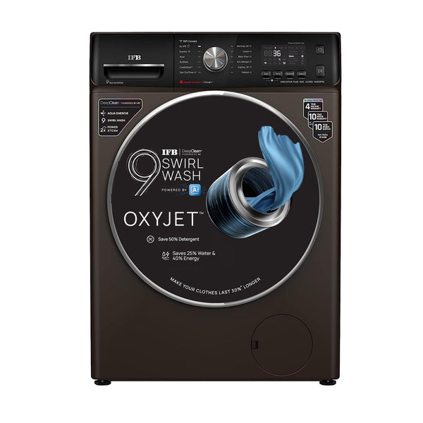 IFB 10 Kg 5 Star AI Eco Inverter Fully Automatic Front Load Washing Machines with Wifi (Executive Plus MXC 1014, 2023 Model, Mocha, Oxyjet™ 9 Swirl Wash, 4 Years Comprehensive Warranty)
