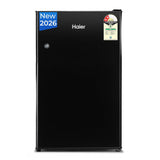 Haier 100 L 2 Star Direct Cool Single Door Mini Bar Refrigerator with Chiller Freezer Box, LED Light for Clear View, Lock & Key and Easy Clean Back (HRD-1252KSA, Black Steel, )