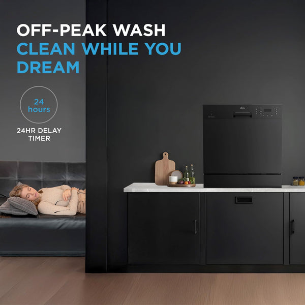Midea Dishwasher MDWTT0802D(B) 8 Place, Black, Table Top (open Box Like New)