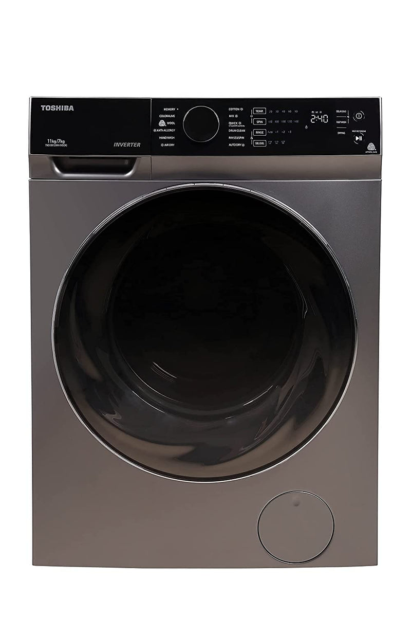 TOSHIBA 11/7 Kg Inverter Fully Automatic Front Loading Washing Dryer (TWD-BK120M4-IND(SK), Premium Silver)