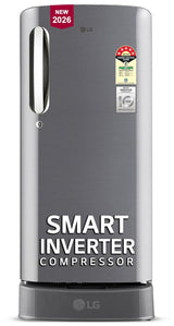 LG 185 L, 5 Star, Smart Inverter, Direct Cool Single Door Refrigerator (GLD1956ZAPZ, Shiny Steel, Base stand with Drawer, Fit Max Chiller Tray & Fast Ice Making)