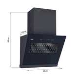 KAFF 1450 m3/hr 60 cm Slant Filterless Auto Clean Kitchen Chimney, Touch & Motion Sensor | Black | KES 60A