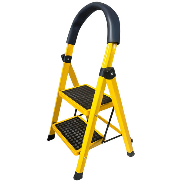Asian Paints TruCare 2-Steps Trendy Steel Ladder, Foldable Ladder for Home & Office use, Durable, Wide, Anti-Skid, Lightweight & Easy to Carry, with 5