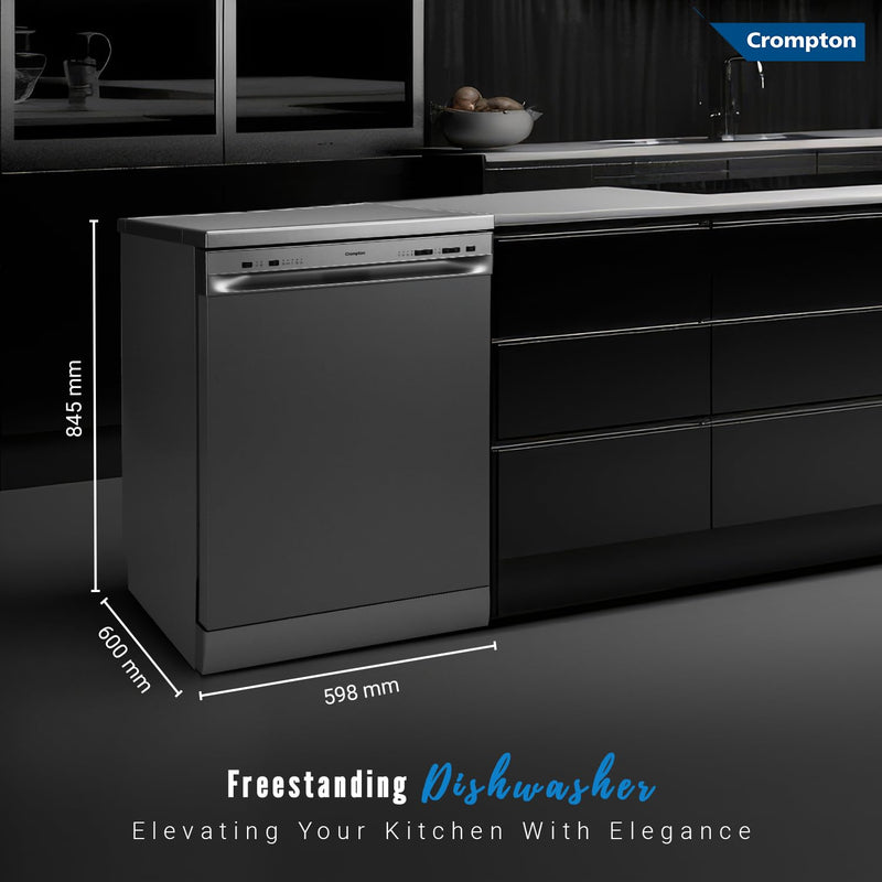 Crompton 13 Place Setting Freestanding Dishwasher (Voilla 13 PS ENT,Silver Inox,FS-DWVOA13PS-ENT)