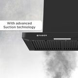 Faber 60 cm 1000 m³/hr T-Shape Kitchen Chimney | Baffle Filter | Push Button Control | Motor- 250 Watt | HOOD MARS PB BF BK 60, Black