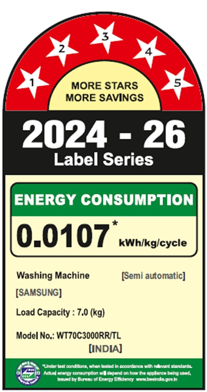 Samsung 7 kg, 5 Star, Semi-Automatic Top Load Washing Machine (WT70C3000RR/TL, Air Turbo Drying)