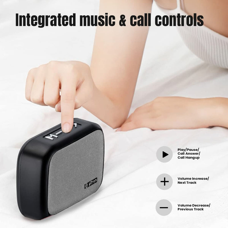 PTron Newly Launched Musicbot Lite 5W Mini Bluetooth Speaker with 6Hrs Playtime, Immersive Sound, 40mm Driver, BT5.1 with Strong Connectivity, Portable Design, Integrated Music & Call Control (Black)