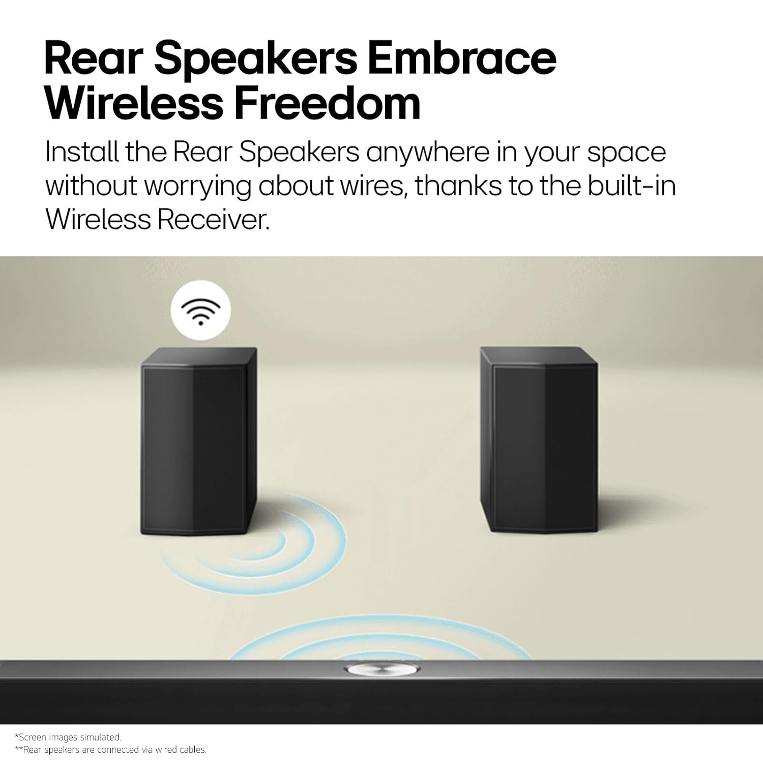 LG SQ75TR, 600W, 5.1.1Ch Home Theater Soundbar with Dolby Atmos, Center Up-Firing Speaker, AI Sound Pro, Wow Synergy, Wireless Subwoofer, Rear Speaker Inbuilt Receiver, QNED Matching Bracket Inside