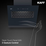 KAFF 1450 m3/hr 60 cm Slant Filterless Auto Clean Kitchen Chimney, Touch & Motion Sensor | Black | KES 60A