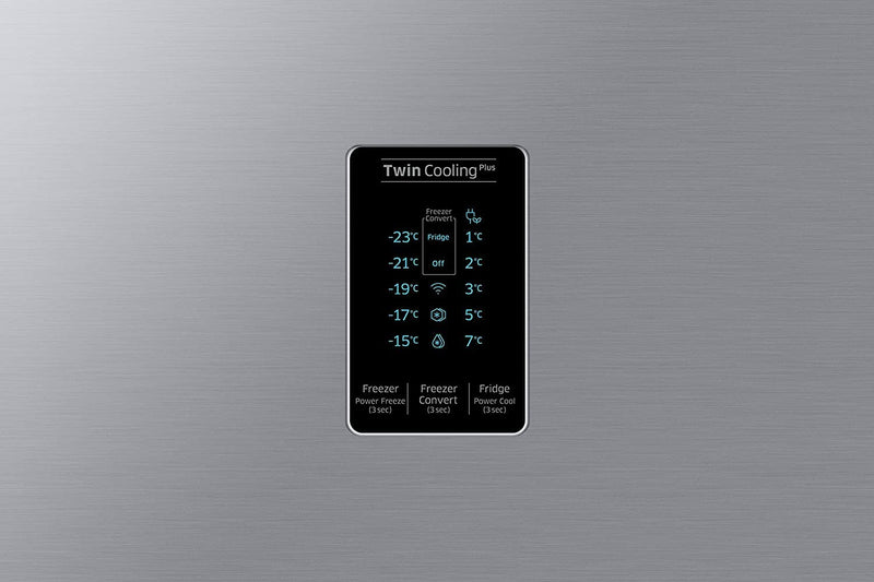 Samsung 301 L, 3 Star, Convertible 5-in-1 Digital Inverter, with Display Frost Free Double Door Refrigerator (RT34C4523S9/HL, Silver, Refined Inox, 2023 Model)