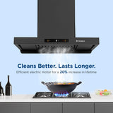 Faber Coral 75cm 1500m³/hr BLDC Autoclean T-Shape Chimney | Built In Oil Collector | Touch & Gesture Control | Hood Coral BLDC FL HC SC BK IN 75