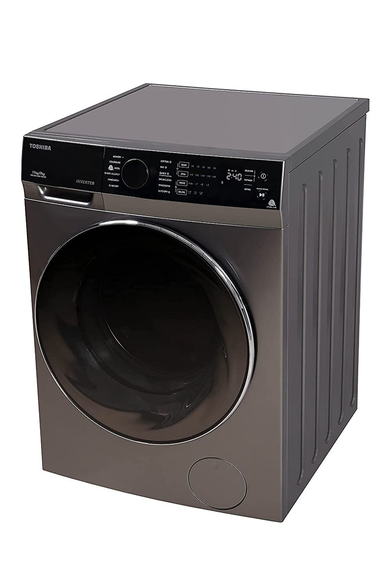 TOSHIBA 11/7 Kg Inverter Fully Automatic Front Loading Washing Dryer (TWD-BK120M4-IND(SK), Premium Silver)