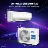 Haier 1.5 Ton 3 Star Twin Inverter Split AC (Turbo Cooling even at 54°C, White)-IDU-HSI17VP-R3NB-I-ODU-HSO17-3NB-I