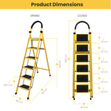Asian Paints TruCare 6-Steps Trendy Steel Ladder, Foldable Ladder for Home & Office use, Durable, Wide, Anti-Skid, Lightweight & Easy to Carry, with 5