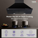 Livpure Alder Neo 60 cm | Pyramid | 1050 m³/hr Suction | Baffle Filter | Push Button Control | Low Noise |Black