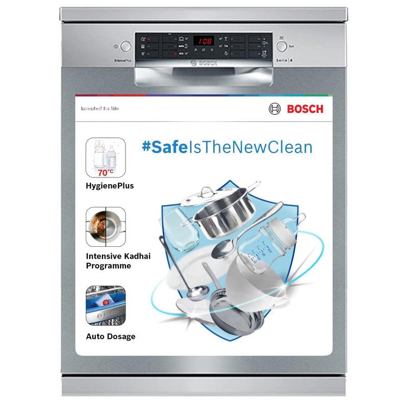 Bosch 14 Place Settings Dishwasher (SMS46KI03I, Silver Inox), 60 cm