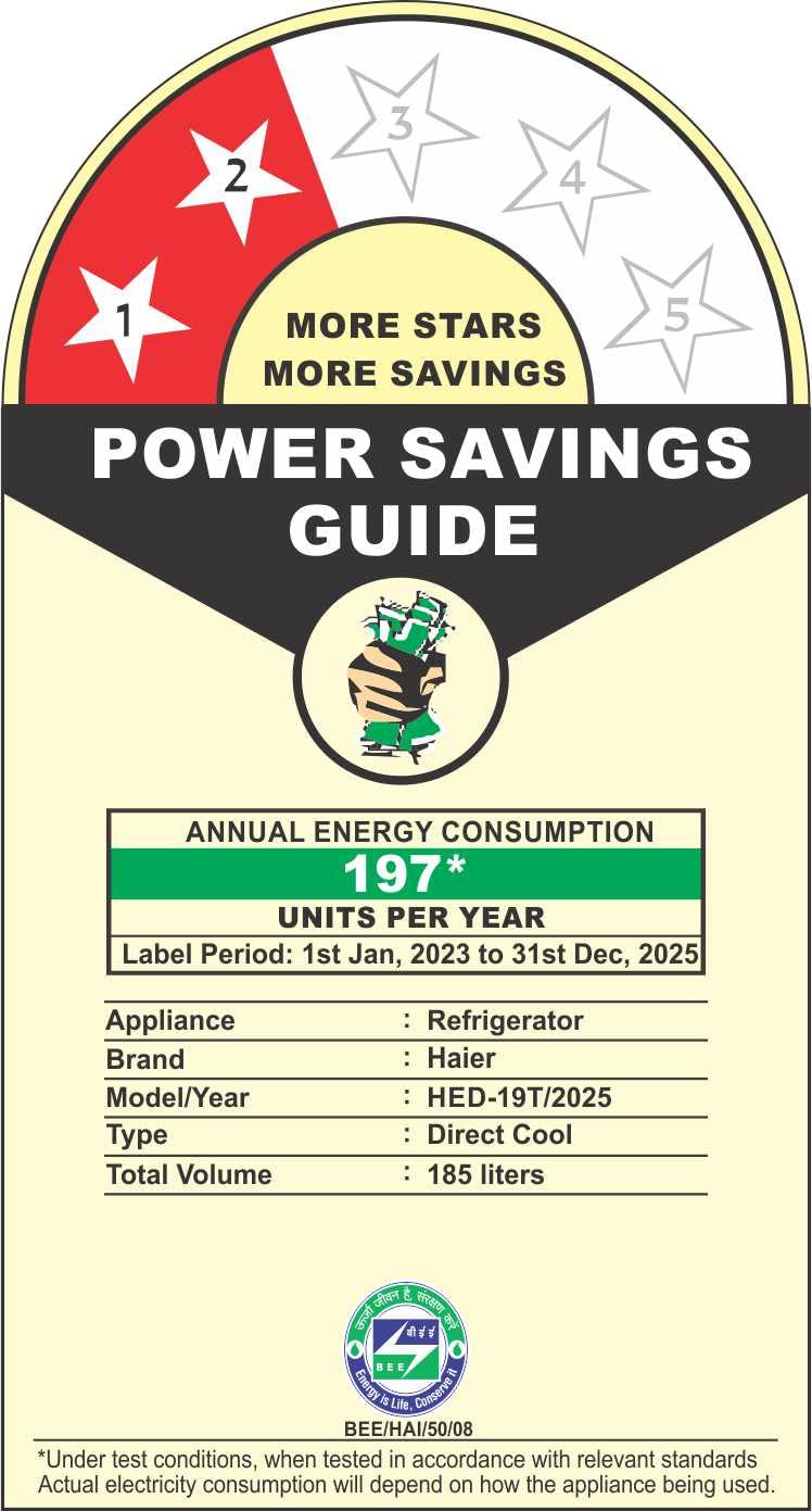 Haier 185L 2 Star Direct Cool Single Door Refrigerator | Toughened Glass Shelves | Large Veg Box | Fast Ice Making | Longer Cooling Retention | Easy Clean Back (HED-19TMS-N, Moon Silver)