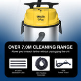 INALSA Wet and Dry Vacuum Cleaner for Home, 12 LTR Capacity,1200 W, 17 kPa Suction, Blower Function, Wet Vacuum Cleaner for Sofa, House Cleaning Machine,Stainless Steel Body (WD 12)